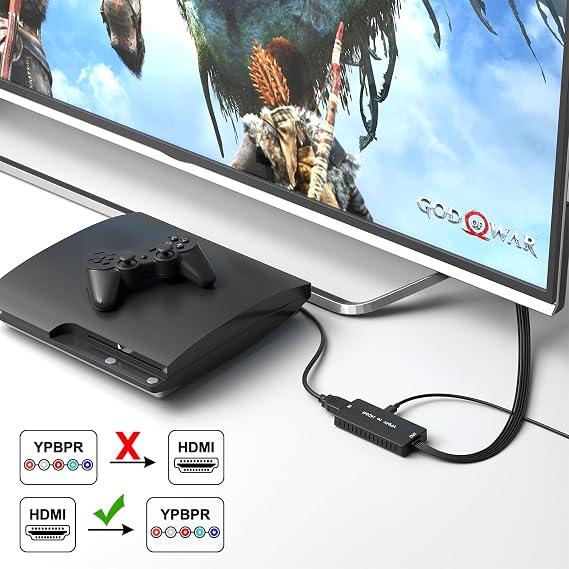 HDMI to Component Converter, YPbPr + R/L Audio Adapter Converter 1080P 5RGB Converter for Blu-ray DVD, STB, PC, Xbox, Roku, DVD Players