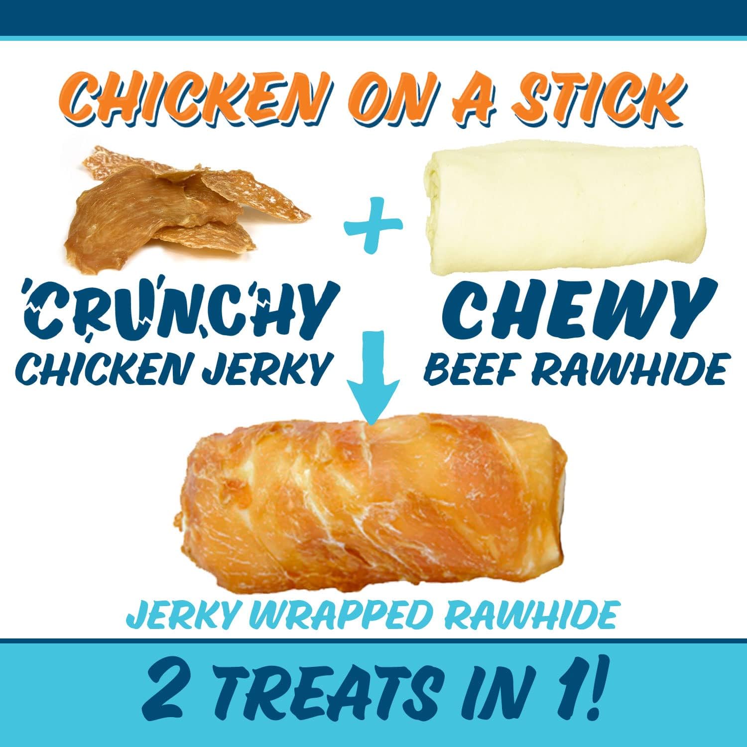 Texas Pet Company Chicken Jerky Wrapped Rawhides Large Dog Chews USA Made Jumbo Size