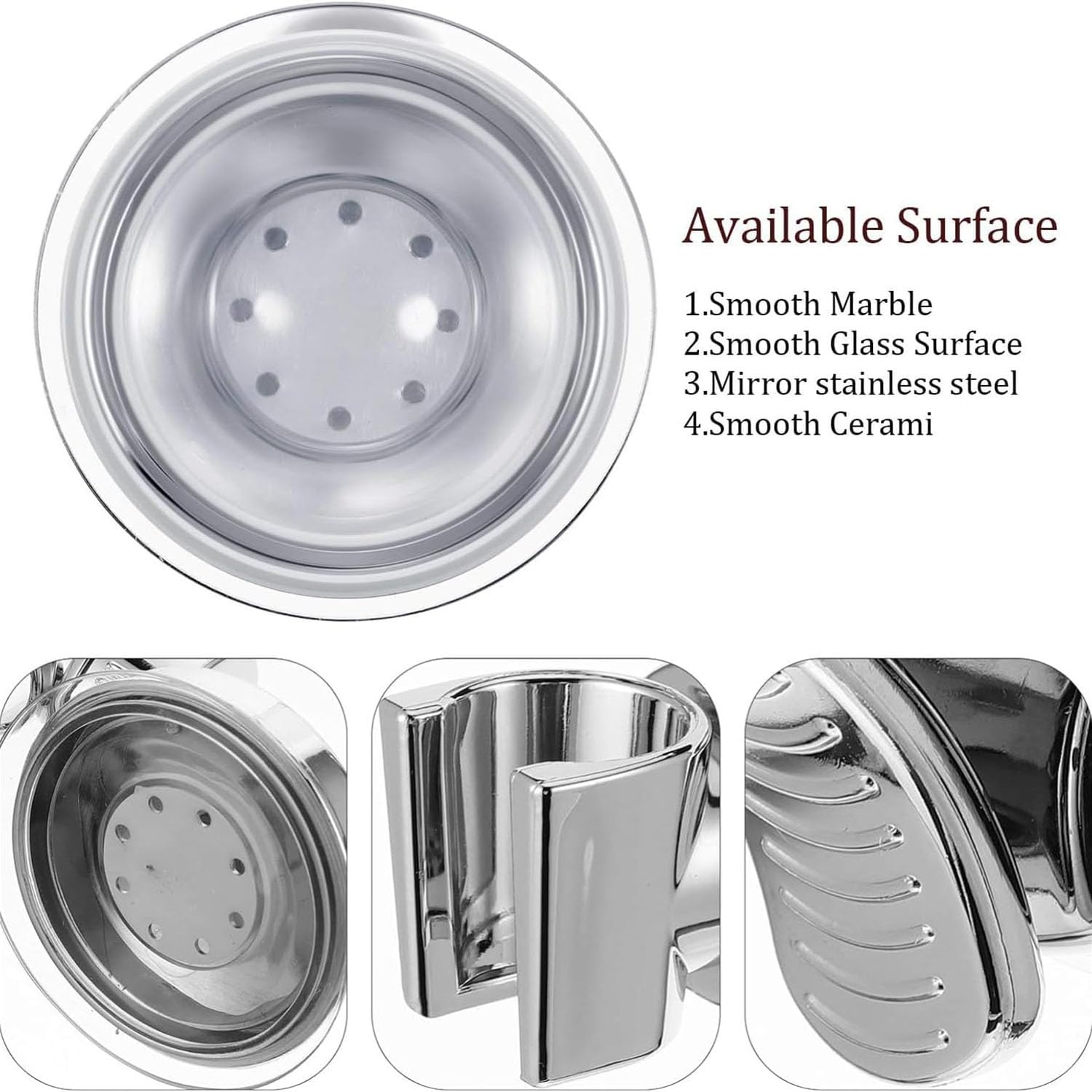Adjustable Shower Head Holders, Universal 360° Rotation Shower Head Bracket with Suction Cup, for Bathroom Accessories - Image 2