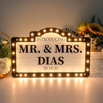 Custom Wedding LED Bottle Service Sign, Large Personalized Wedding Reception Light Up Marquee Signs, Customized Waterproof Marquee Bottle Service Lights for Nightclub Bar Birthday Party, Battery Case