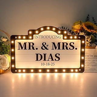 Custom Wedding LED Bottle Service Sign, Large Personalized Wedding Reception Light Up Marquee Signs, Customized Waterproof Marquee Bottle Service Lights for Nightclub Bar Birthday Party, Battery Case