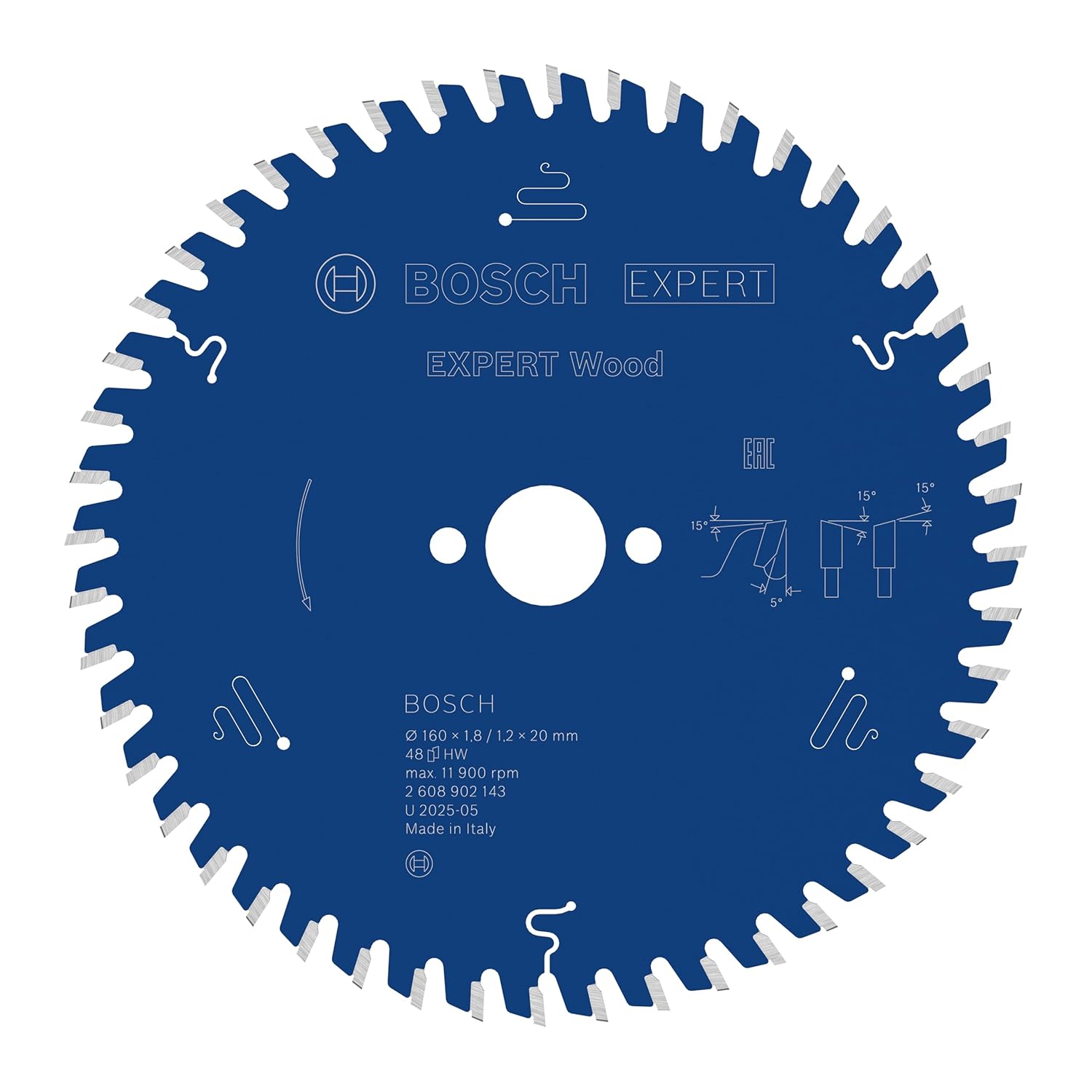 Bosch 1 x Expert Wood Circular Saw Blade for Hand-held Circular saws (for softwood, Hardwood, Diameter mm, Professional Accessories, Wired Circular saws)