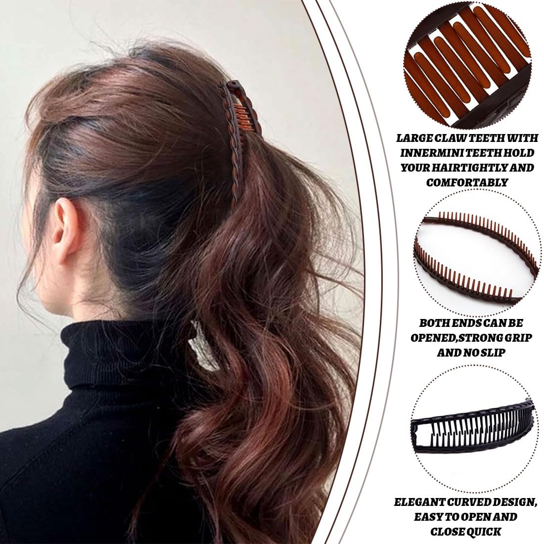 4 Fermagli per Capelli a Banana, Banana Clip Pettine per Capelli, in Resina, per Capelli e Banane, per Coda di Cavallo, Accessori per Lo Styling dei Capelli a Incastro, per Donne e Ragazze