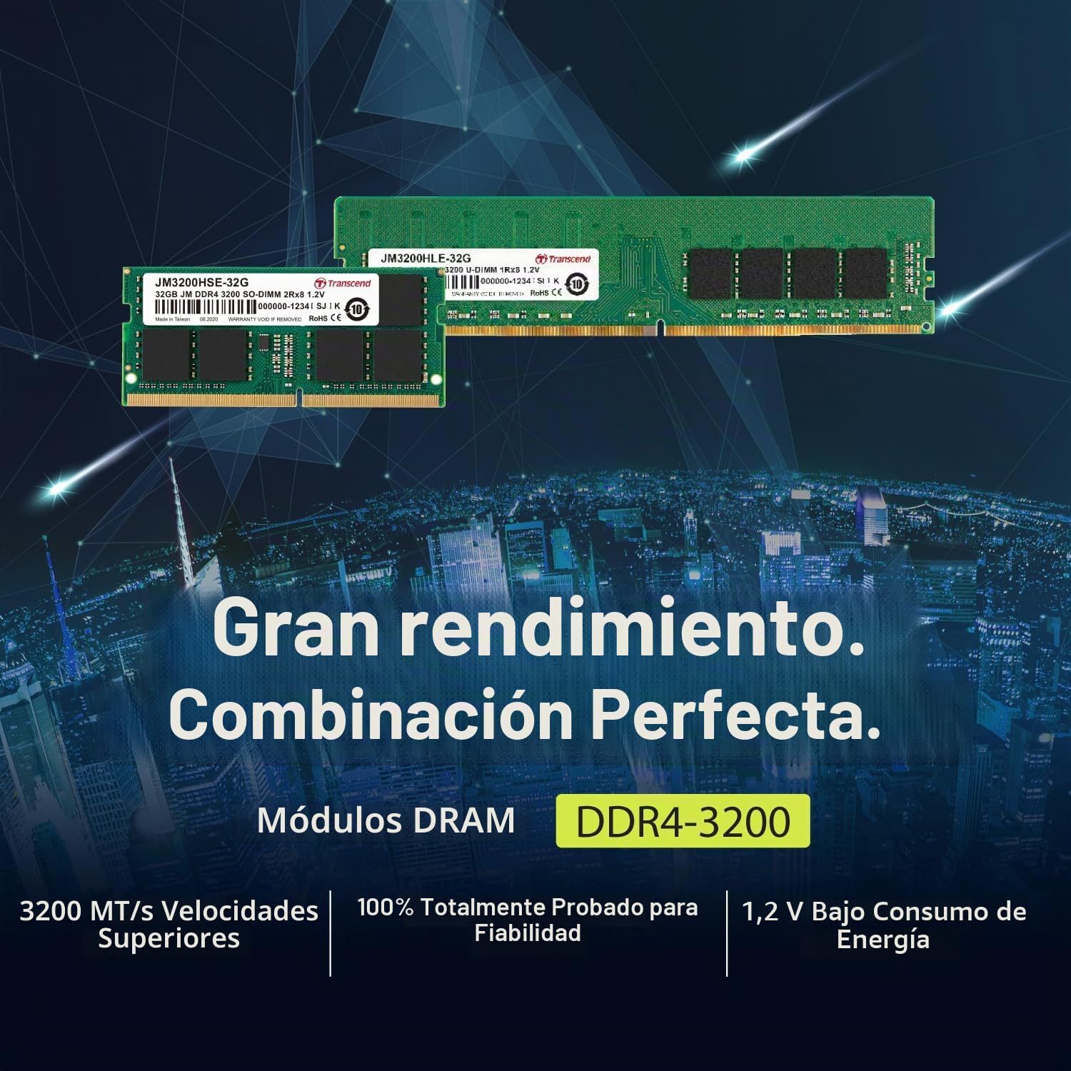 Transcend 32 GB JM3200HSE-32 Módulo de Memoria JM DDR4, 3200 MT/s, SO-DIMM