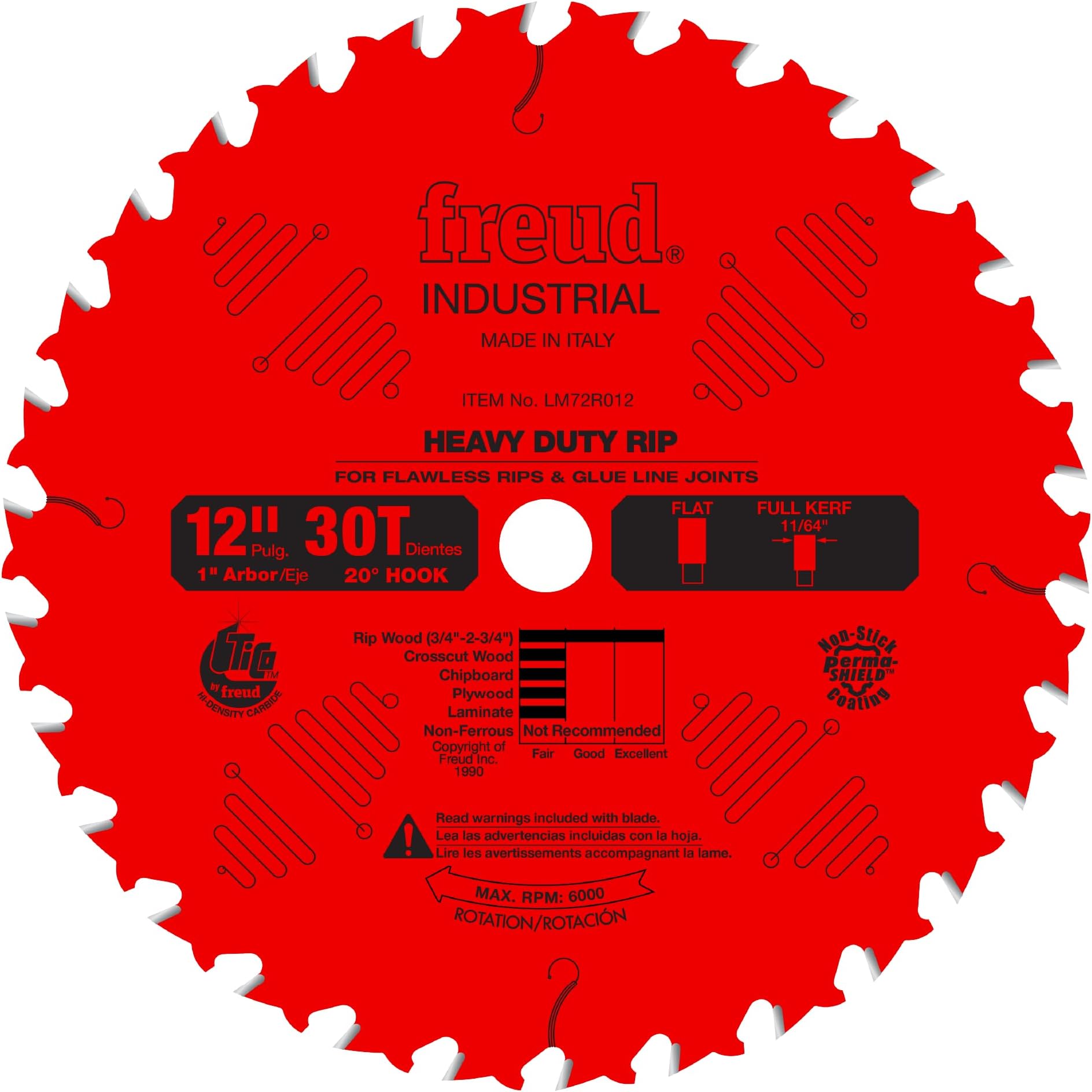 Freud LM72R012 12" Heavy-Duty Rip Blade, Multi, One Size
