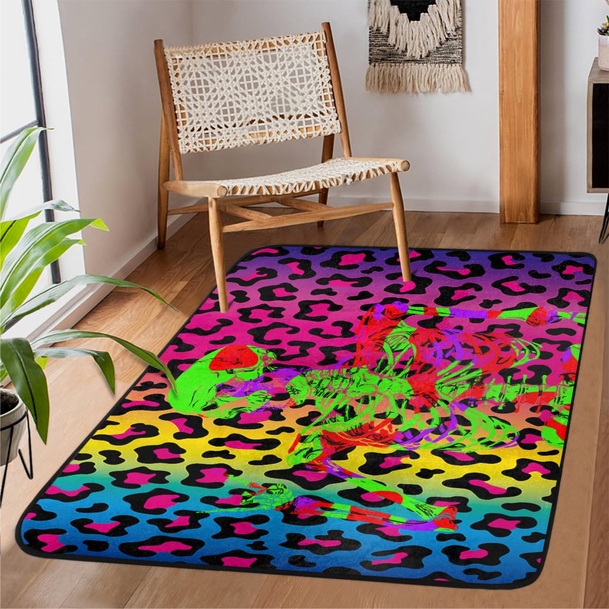 Tapis motif tête de mort pour chambre d'enfant et salon avec base antidérapante