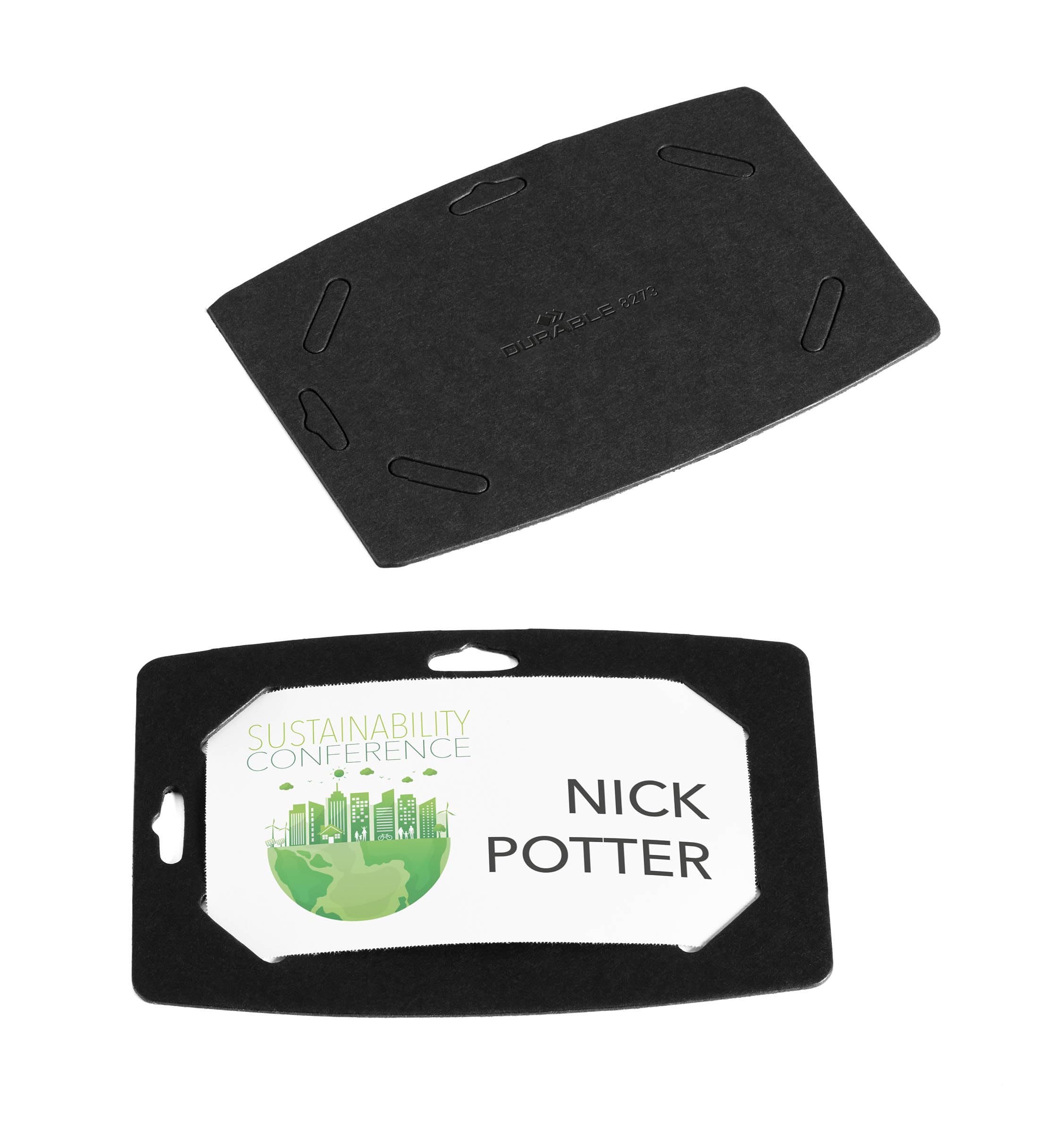Durable Name Badge 54x90mm, Made of Recycled Paper and is 100 Percent Recyclable, with Euro Punching, Pack of 20 Name Tags
