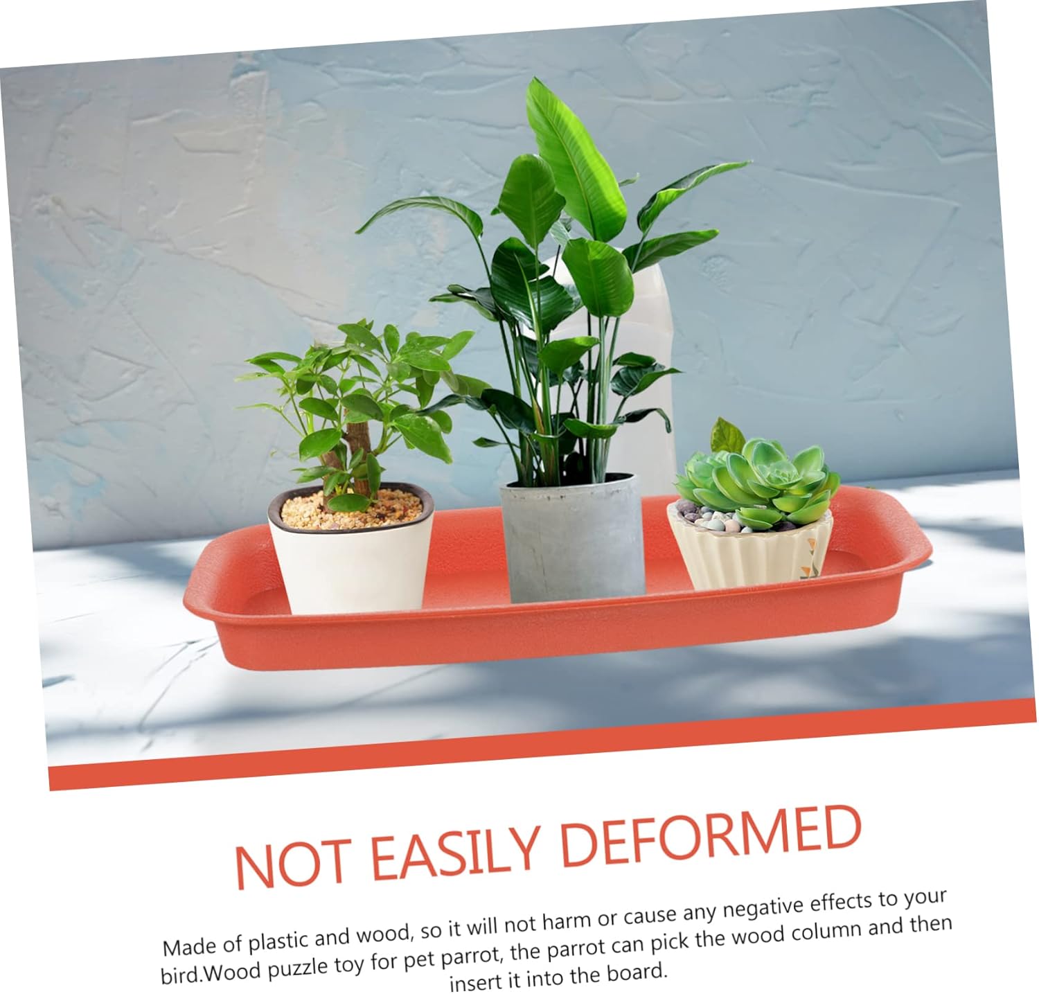 4pcs Leak-Proof Plant Saucers White Base Trays for Indoor/Outdoor Use Rectangle Flower Pot Liners No Holes