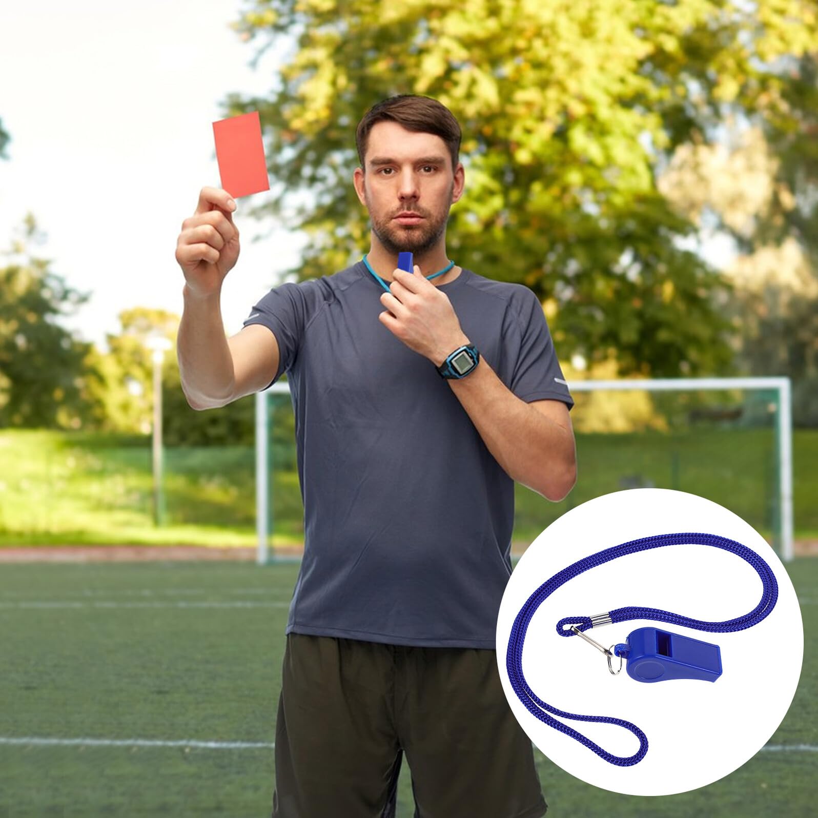 36 Piezas Silbatos Plásticos con Cordón Azul Silbato de Emergencia para Sonido Fuerte para Árbitros de Fútbol Deportes Campamento y Actividades