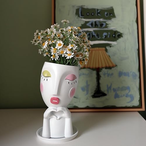 Miniatura 2 de Macetas de cara para plantas de interior y exterior, jarrón único de cabeza blanca para mujer, macetas decorativas para mujer, jarrones de cara con