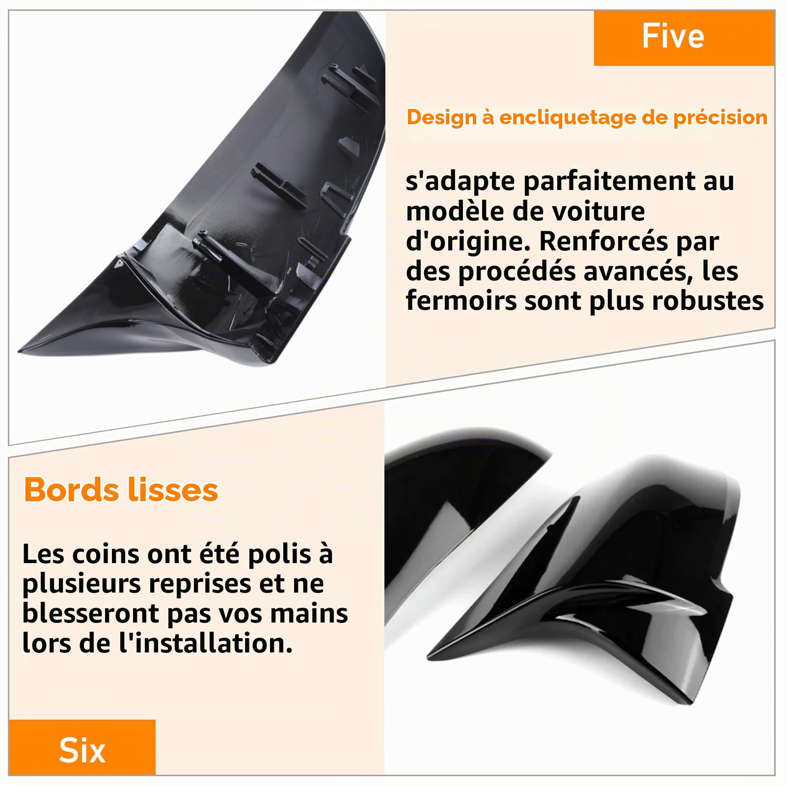 pour Coque Retroviseur F20 F21 F22 F23 F87 F30 F31 F34 F32 F33 F36 | Coque de Rétroviseur Compatible avec bmw série 1 2 3 4 i3 i01 x1 E84 Capuchon de Rétroviseur Gauche+Droite-Noir Brillant