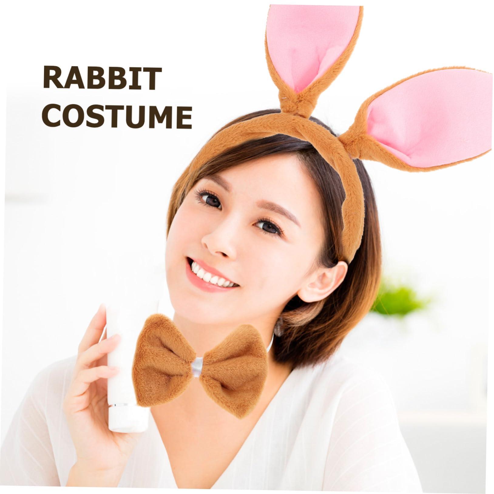 VICASKY 5 Ensembles Set Daccessoires Cosplay Lapin pour Halloween Tête Oreilles et Queue de Lapin Costume Animal pour Adultes et Cosplay et Confortable