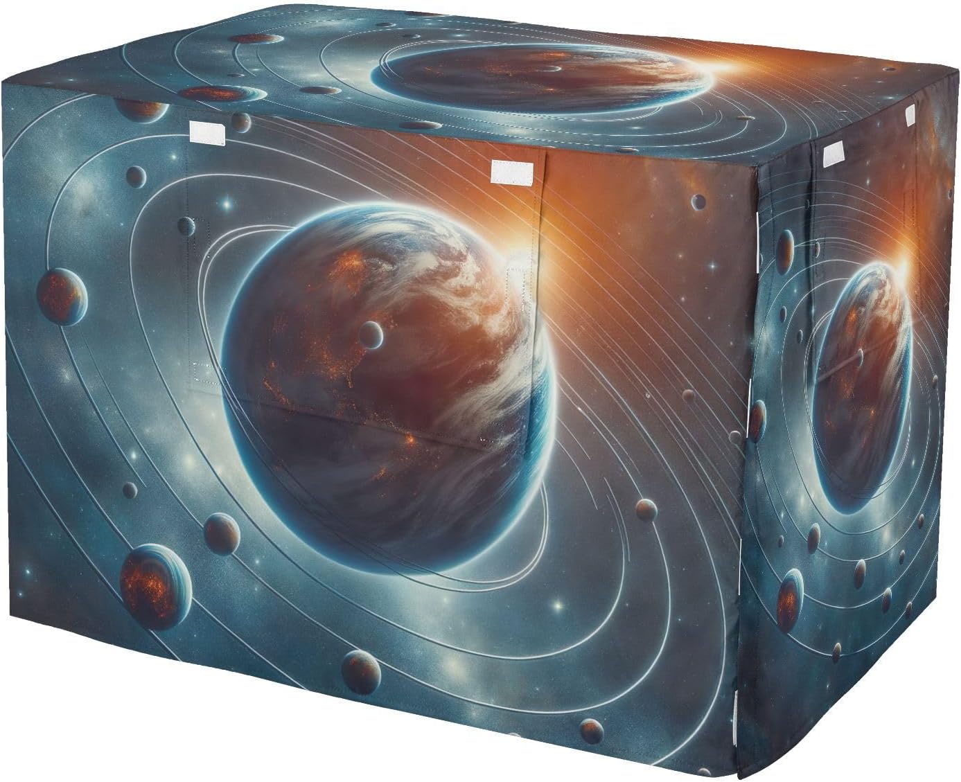 Space Solar Planets Pet Cage Cover with Openings, Water-Resistant Travel Dog Crate Cover, Large