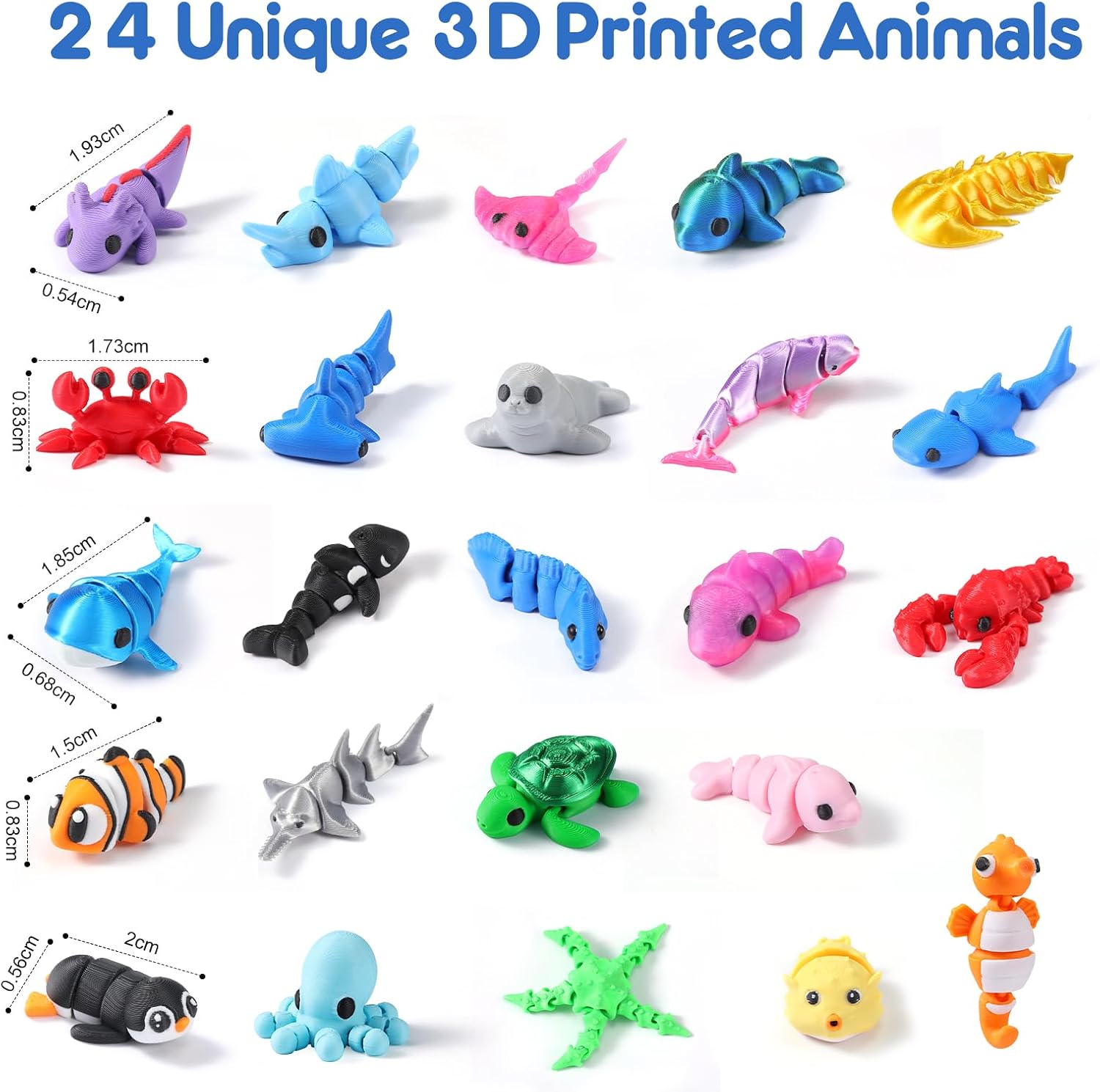 Advent Calendar 2026, 24-Day Countdown Calendar with 3D Printed Sea Animals | Articulated Sensory Fidget Toys for Kids, Christmas Stocking Stuffers, Party Favors for Boys and Girls Ages 3-12