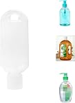 Kare & Kind Clear Portable Travel Bottles - 4x Empty Bottles with Flip Top Caps, 4x Carabiner, 1x Sticker Label Sheets - up to 50 ML -For Hand Sanitizers, Disinfectant Alcohol, Liquids, Toiletries
