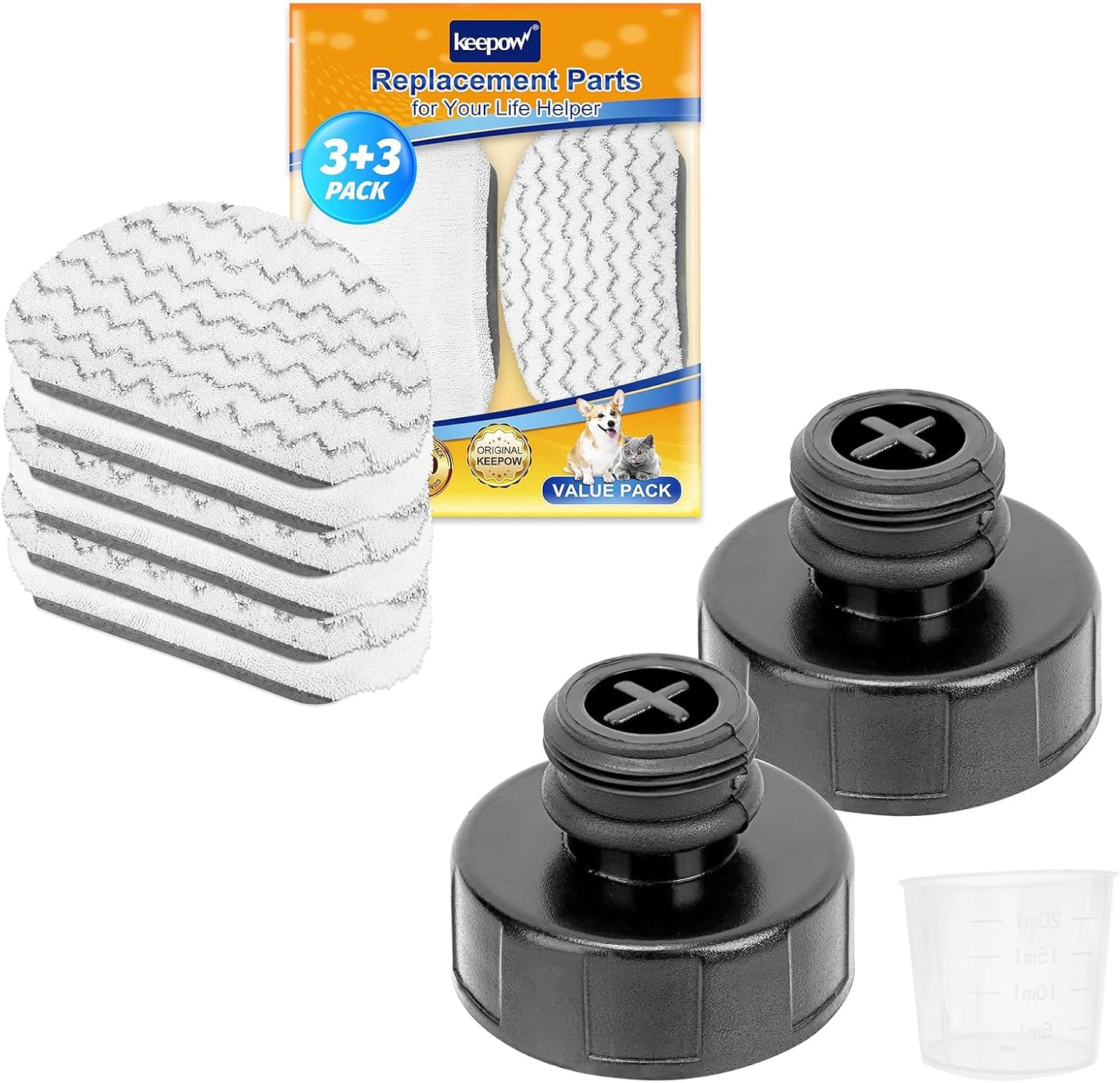 6 Steam Mop Pads and 2 Water Tank Caps for Bissell Powerfresh 1940 1544 1440 Series Floor Steamer Hard Floor Cleaner Microfiber Rags Replacement Parts for 1544A 2075A 1806 5938 1940W 19404 1940A