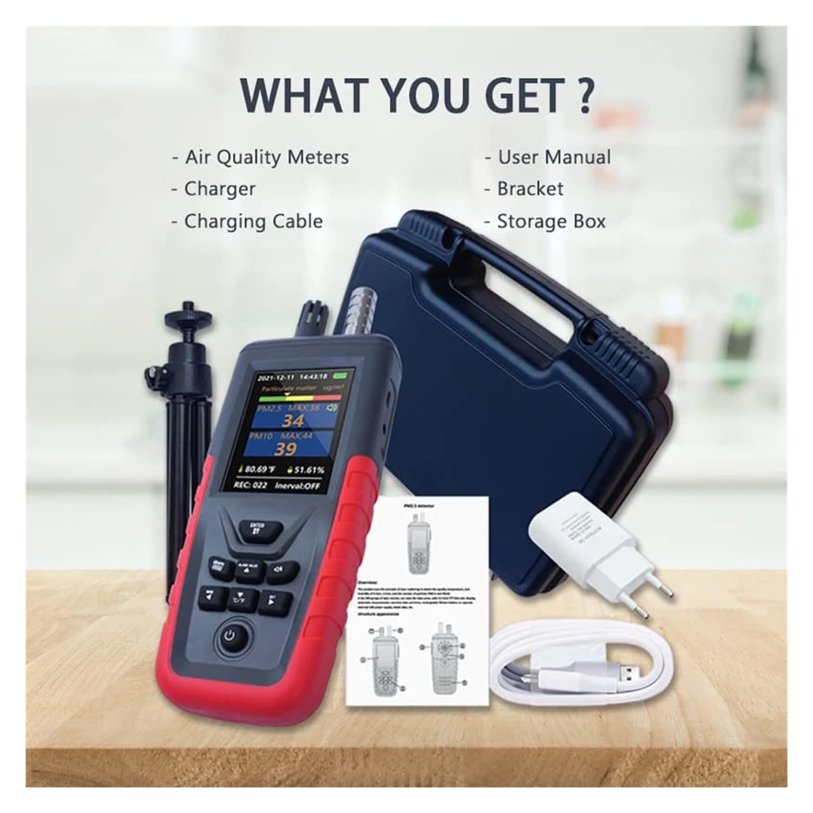 Détecteur de gaz, Capteur de Compteur Particules poussière d'air 3/6 canaux PM2.5/10 Compteur d'humidité la température Détecteur Concentration qualité l'air(TC8200)