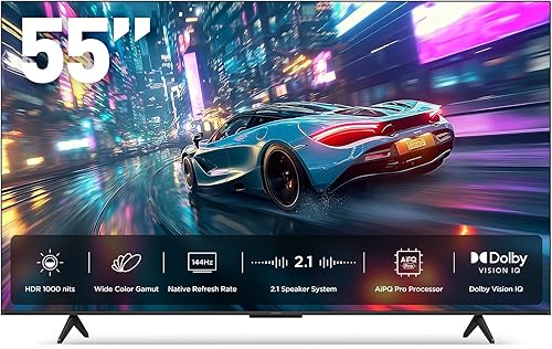 iFFALCON Smart TV Class U85 Series QD-Mini LED 4K UHD Google Smart TV de 55 pulgadas - QLED, HDR 1000 nits, contraste 60001, modo de juego Pro de