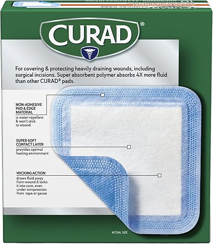 Miniatura 2 de Curad Almohadilla súper absorbente para heridas, mediana, 4 x 4 pulgadas, 10 unidades