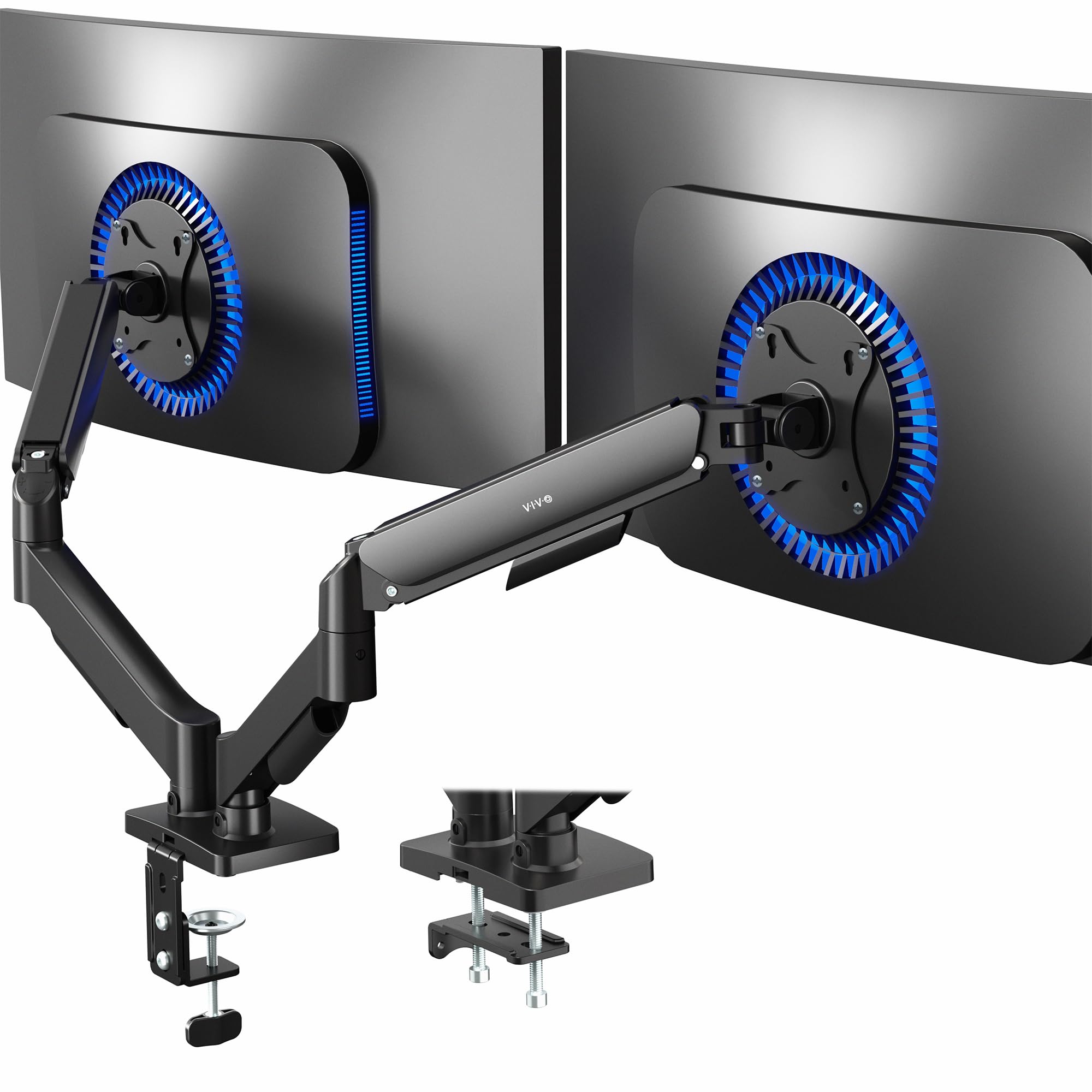 VIVODual Arm Monitor Desk Mount Height Adjustable, Tilt, Swivel, Counterbalance Pneumatic Stand, VESA Bracket Arm Fits Most Screens up to 32 inches, Classic, STAND-V002O