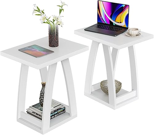 Mesas auxiliares para sala de estar, juego de 2. Mesas auxiliares para sala de estar. Mesa auxiliar al lado del sofá. Mesa auxiliar moderna para el