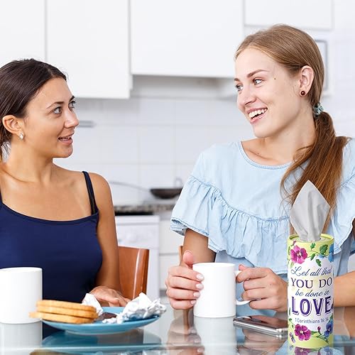 Miniatura 84 de Outus 12 soportes para cilindros de pañuelos de automóvil con 3 capas de pañuelos faciales a granel negro y blanco redondo para pañuelos, cajas