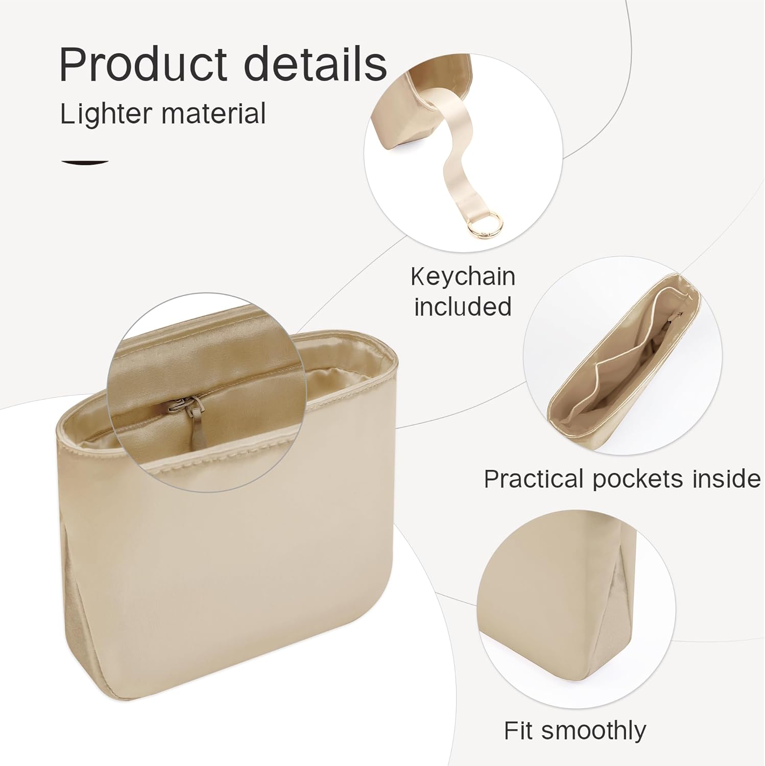 Fits for Evelyne mini16/18 Bag Insert,Premium Silk Purse Organizer Insert,Smooth Touch&Lightweight，Luxury Handbag Organizer with Gift Box Fits For Hermes(Evelyne mini 16/18 TPM,Etoupe Grey)