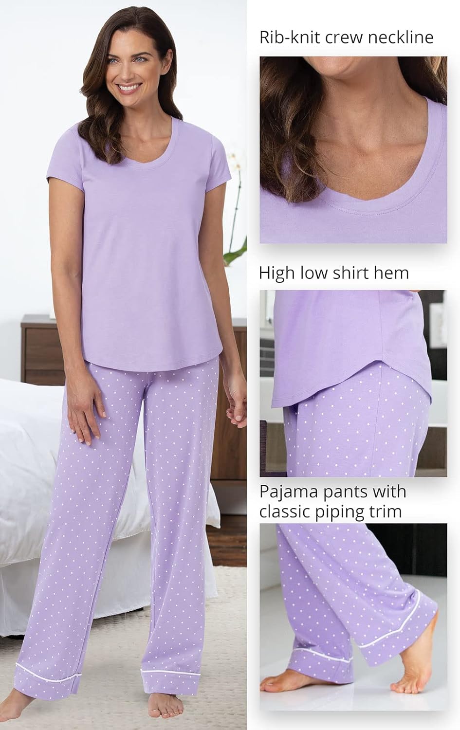 PajamaGram PJs For Women Set - Women Pajamas, Short Sleeve, 100% Cotton - Image 4