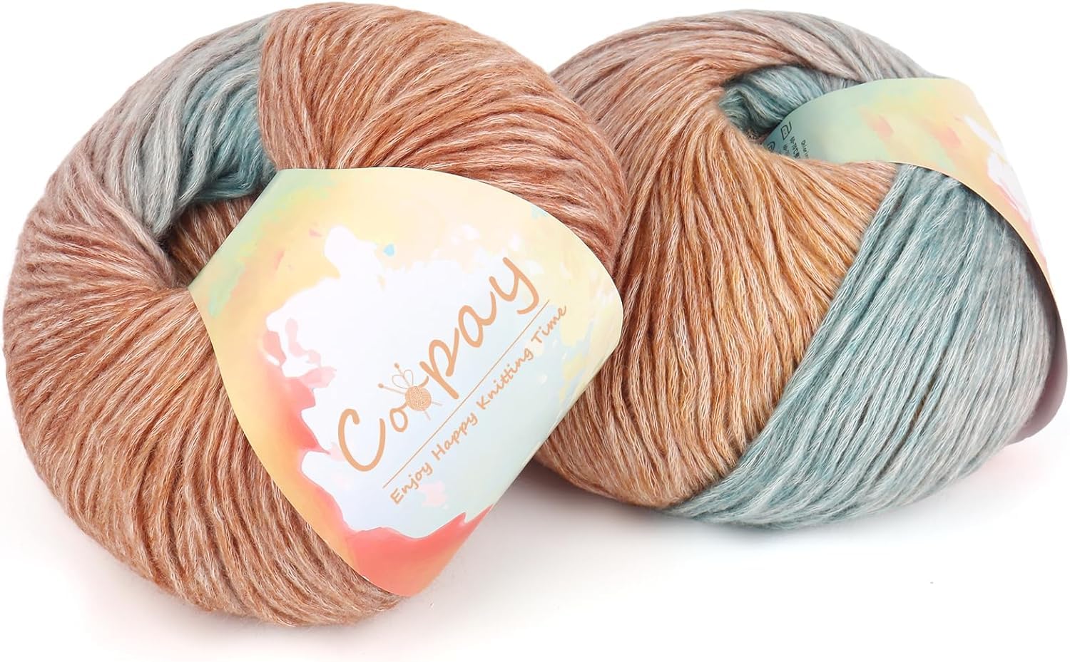 Coopay Gradient Yarn Cake, 2×100g Cake Yarn for Crochet & Knitting - 50% Cotton 50% Acrylic - Soft Gradient Crochet Yarn, Double Knit Ombre Yarn for Blankets Sweaters Scarves Shawls (110 Oil Painting) — image 1