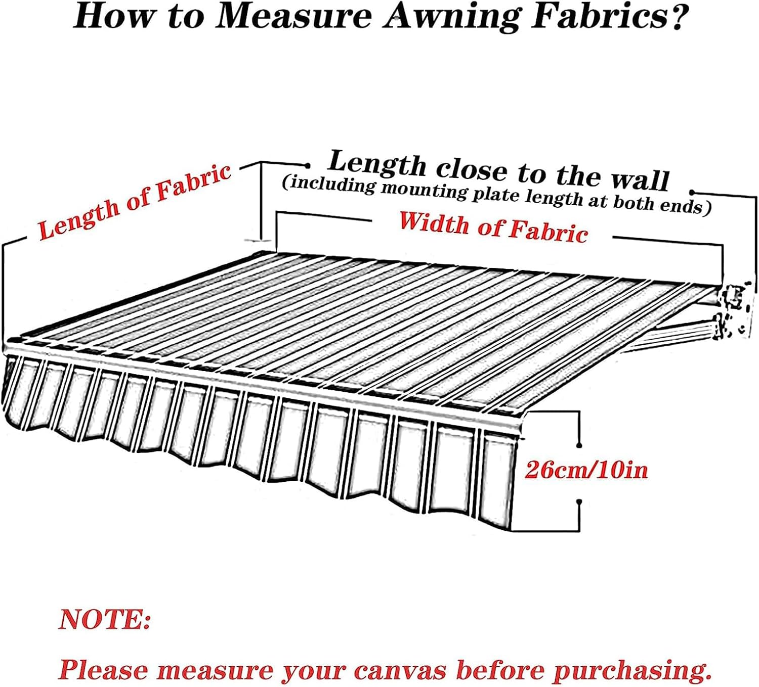 Retractable Patio Awning Replacement Fabric Waterproof Shade Cover 280g 100% Ployester Sunscreen Sun Shade Shelter Replacement Canvas for Deck, Balcony, Yard, Shop(Size:19x10ft,Color:Red)