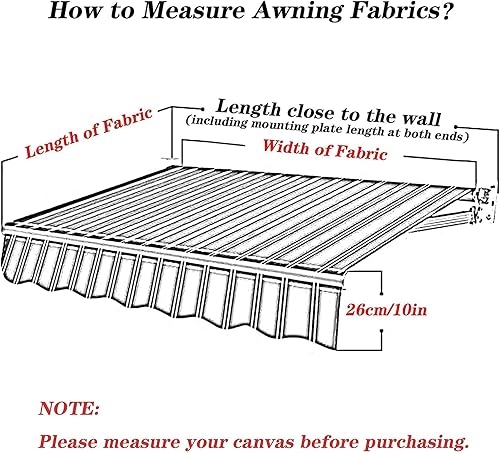 Miniatura 5 de Cubierta superior de tela de repuesto manual retráctil para ventana de patio, 100% poliéster de 9.88 oz, cubierta de toldo para exteriores,