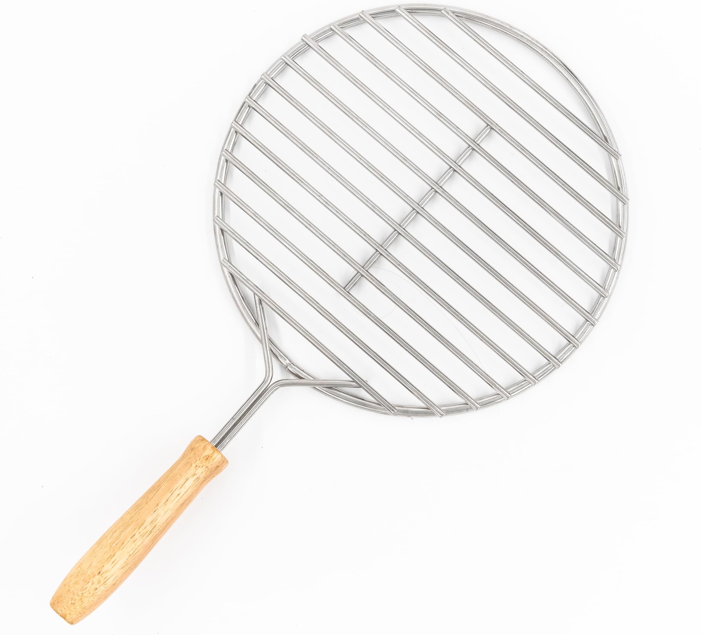 BBQ Dragon 9" Round Grill Grate for Charcoal Chimneys - Stainless Steel, Fits Weber & Other Large Chimneys - Cooking Grate with Wood Handle