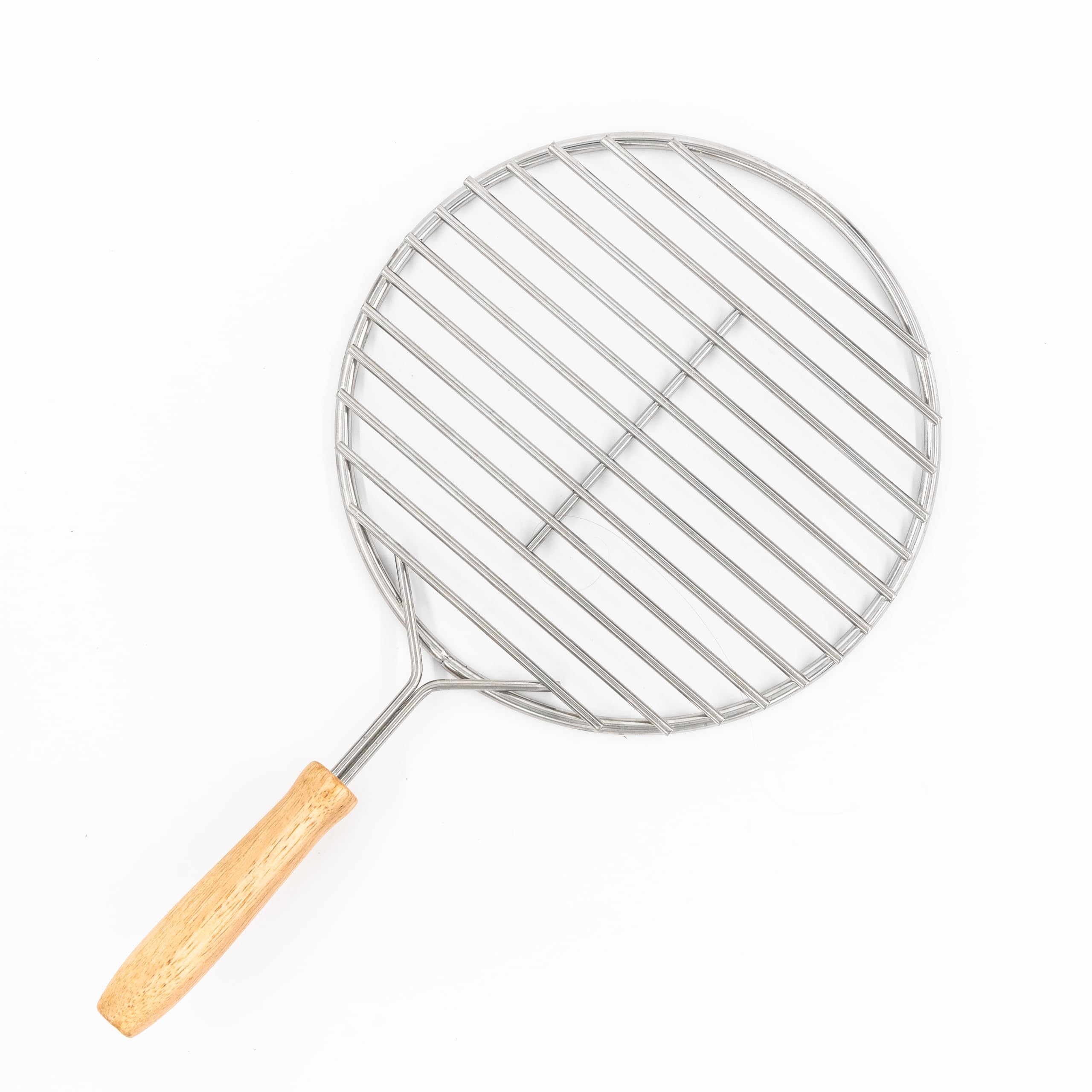 BBQ Dragon 9" Round Grill Grate for Charcoal Chimneys - Stainless Steel, Fits Weber & Other Large Chimneys - Cooking Grate with Wood Handle