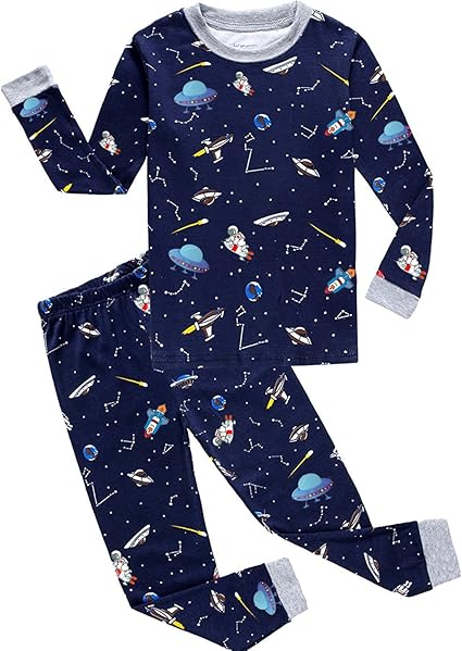 Amazon Babyfashion 綿100 子供パジャマ ルームウェア キッズ 女の子 男の子 上下セット 宇宙船柄 長袖 寝巻き ボーイズ ガール 女児 男児 ベビー 2 9歳 パジャマ 通販