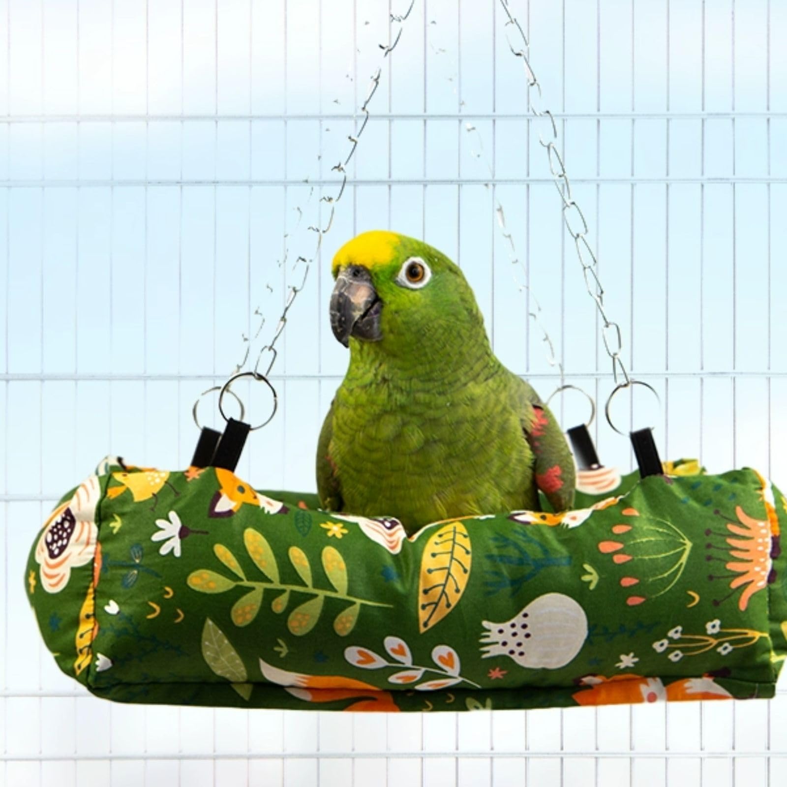 Parrot Cockatiel Bird Nest Bed Hanging Hammock Birds Sleeping Bed Parrot Hideway Bed Fleece Washable for Parrot Parakeet Cockatiels Budgies Lovebird African Grey (Medium,Blue)