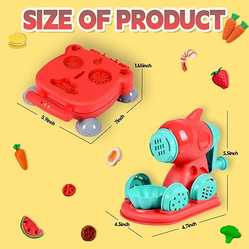 Miniatura 5 de Juego de masa, 51 piezas de creaciones de cocina con 24 piezas de masa de color, 2 en 1, para hacer hamburguesas, máquinas, herramientas y