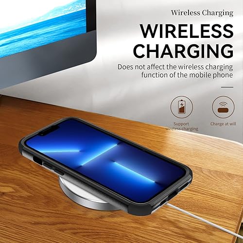 Miniatura 6 de Tksafy Funda diseñada para iPhone 13 Pro Max, resistente a prueba de golpes, de tres capas, con armadura de goma de cuerpo completo, protección a