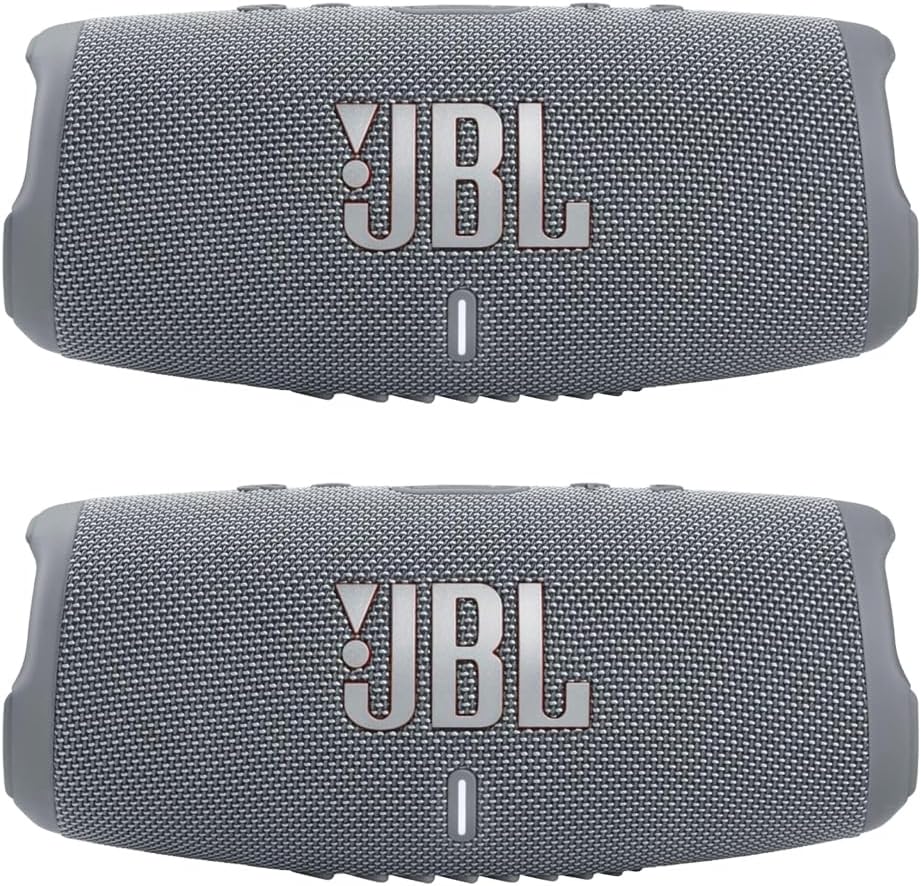 JBL Charge 5 - Waterproof Portable Bluetooth Speaker - Gray/Gray (Pair)
