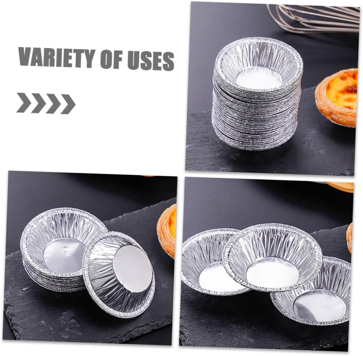 SHOWERORO 400pcs Egg Tart Molds Foil Baking Cups for Pies Tarts and Cupcakes Aluminum Foil Trays for Home Bakery and Restaurant Use