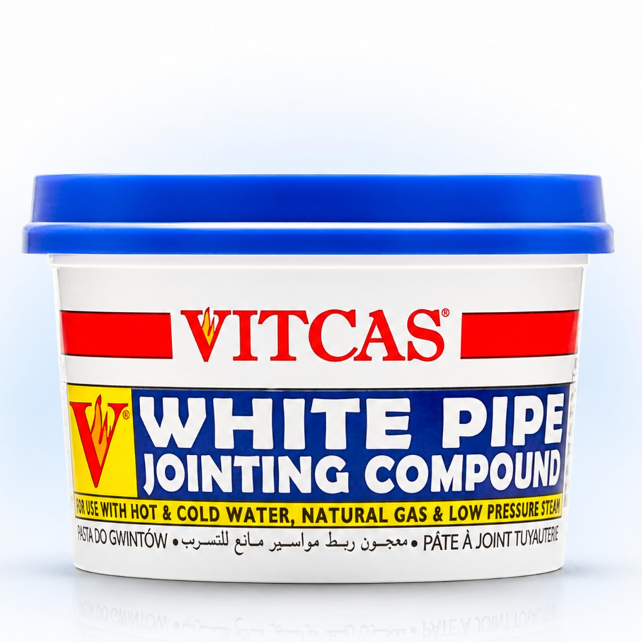 VITCAS 400gm Tub White Pipe Jointing LeakProof Compound - Used with Hot or Hold water, Natural gas, LPG gas and Low-Pressure Steam - Creates an Airtight Seal -Easy to Apply