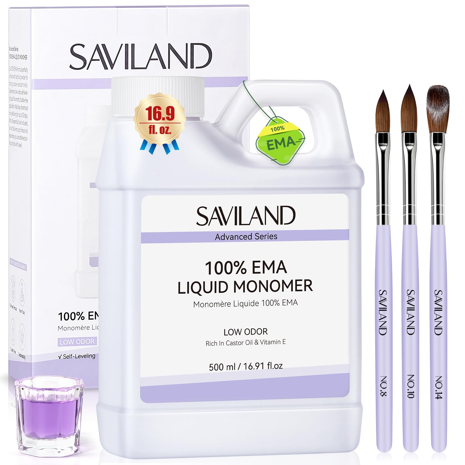 SAVILAND 16oz EMA Acrylic Liquid Monomer with Brushes for Nail Extension
