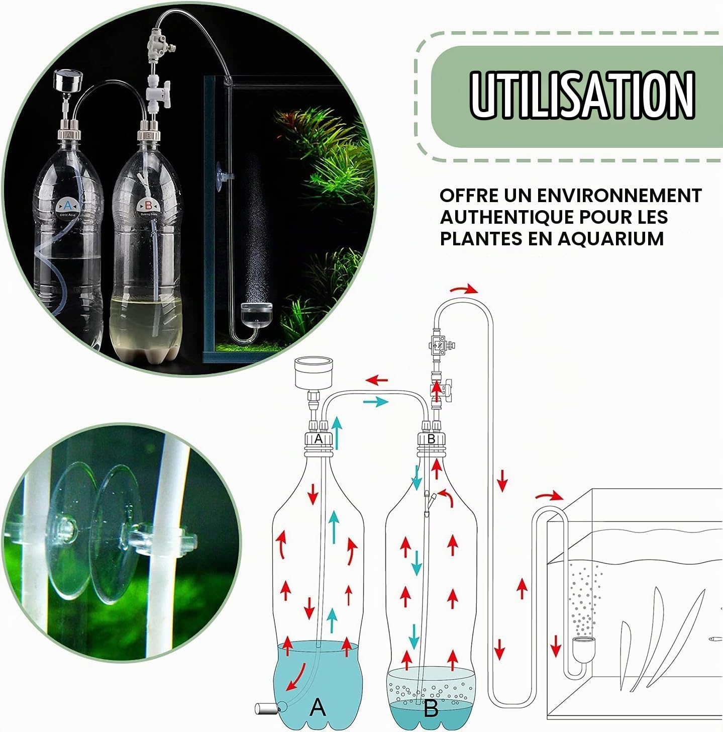 Kit de système de CO2 pour Aquarium, Bricolage, réservoir planté, système de CO2, Tube Pro, jauge de Valve, Kit de Bouchon de Bouteille
