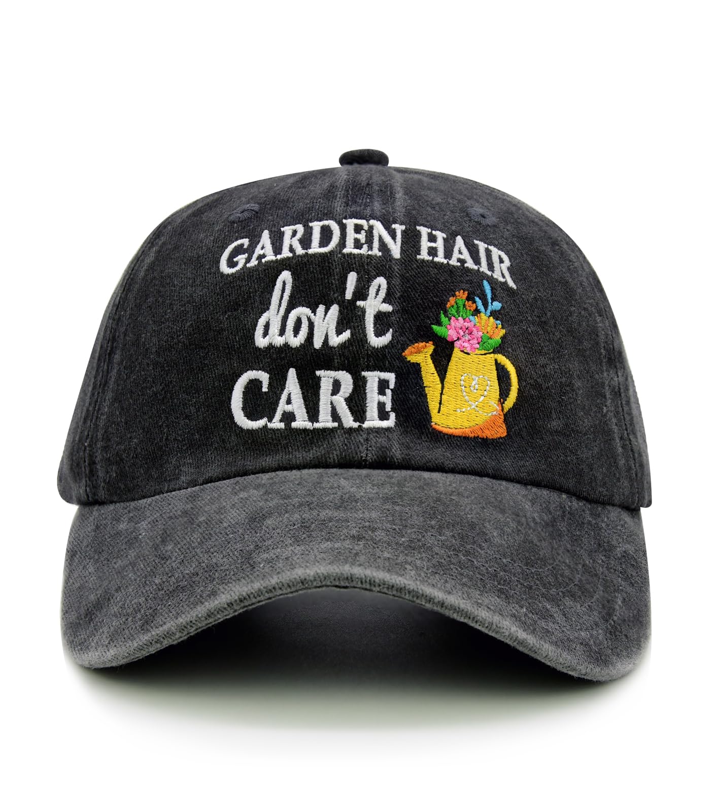 Wodeal Garden Hair Don’t Care Hats for Women Mom, Gardening Hat, Adjustable Washed Cotton Gardening Baseball Cap Black