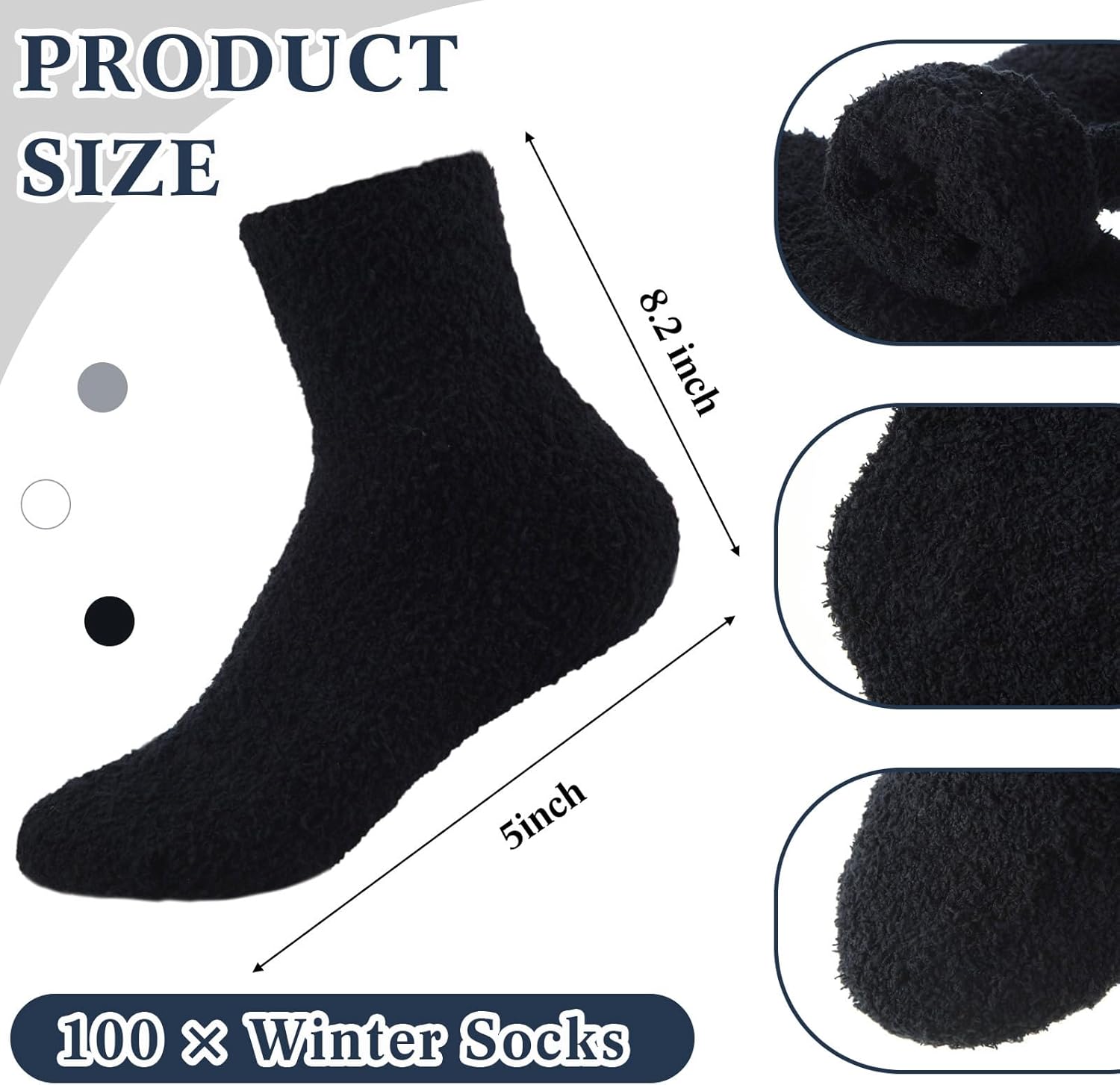 Cuffbow 100 Pairs Bulk Fuzzy Socks for Men Women Cozy Slipper Fluffy Socks Bulk Warm Gifts for Homeless - Image 2