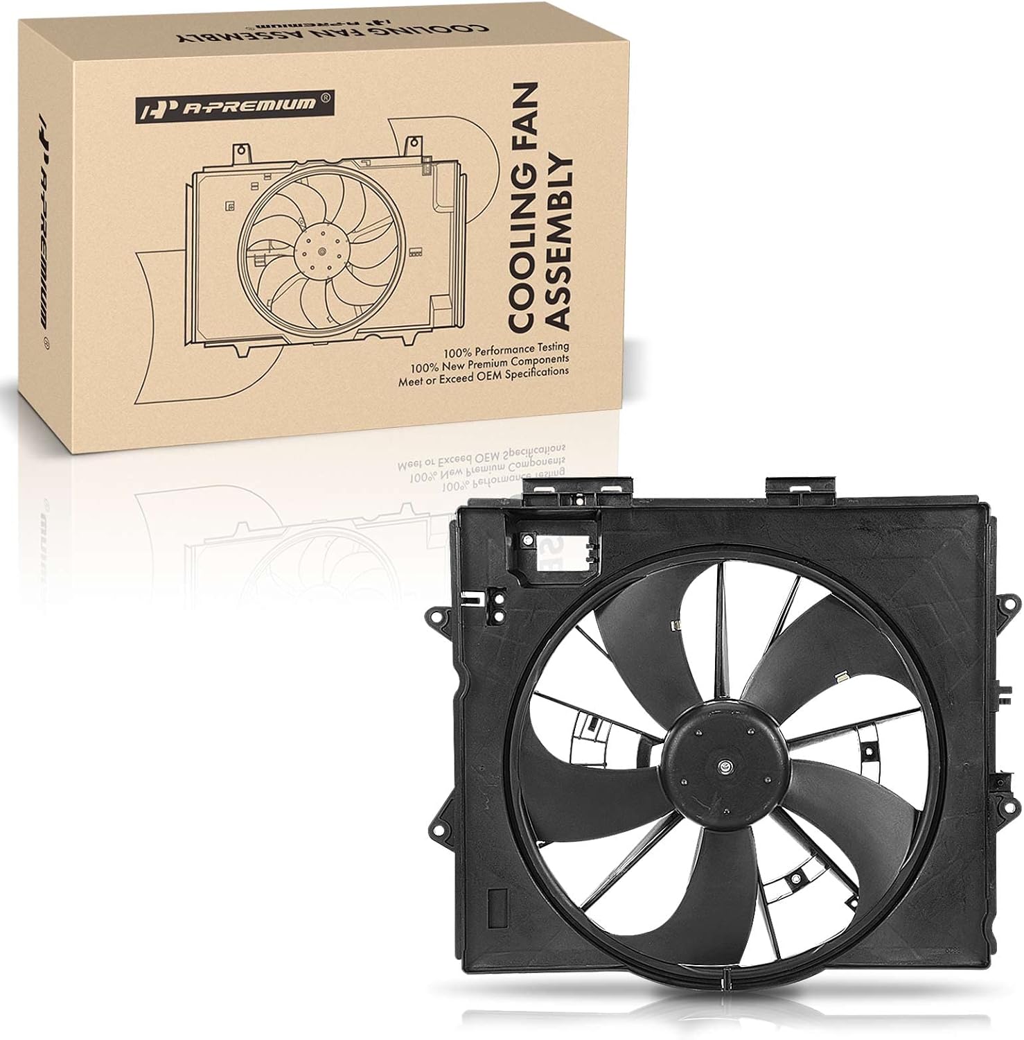 A-Premium Engine Radiator Cooling Fan Assembly Compatible with Select Cadillac Models - SRX 2009, CTS 2009-2014, STS 2009-2011 - Replace# 19351719, 25881833