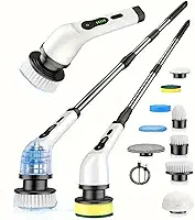 Escova Elétrica de Limpeza para Banheiro – Esfregão Elétrico Sem Fio 9 em 1 com Cabo Extensível, 9 Escovas, 2 Velocidades,Ideal para Banheiro, Azulejos, Piso e Rejunte