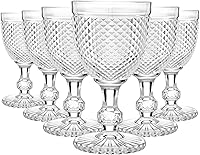 Vista 7 de Bokon Juego de 12 copas de vidrio ámbar de 10 onzas de alto transparente, copas de agua vintage, diseño de diamante en relieve, cristalería