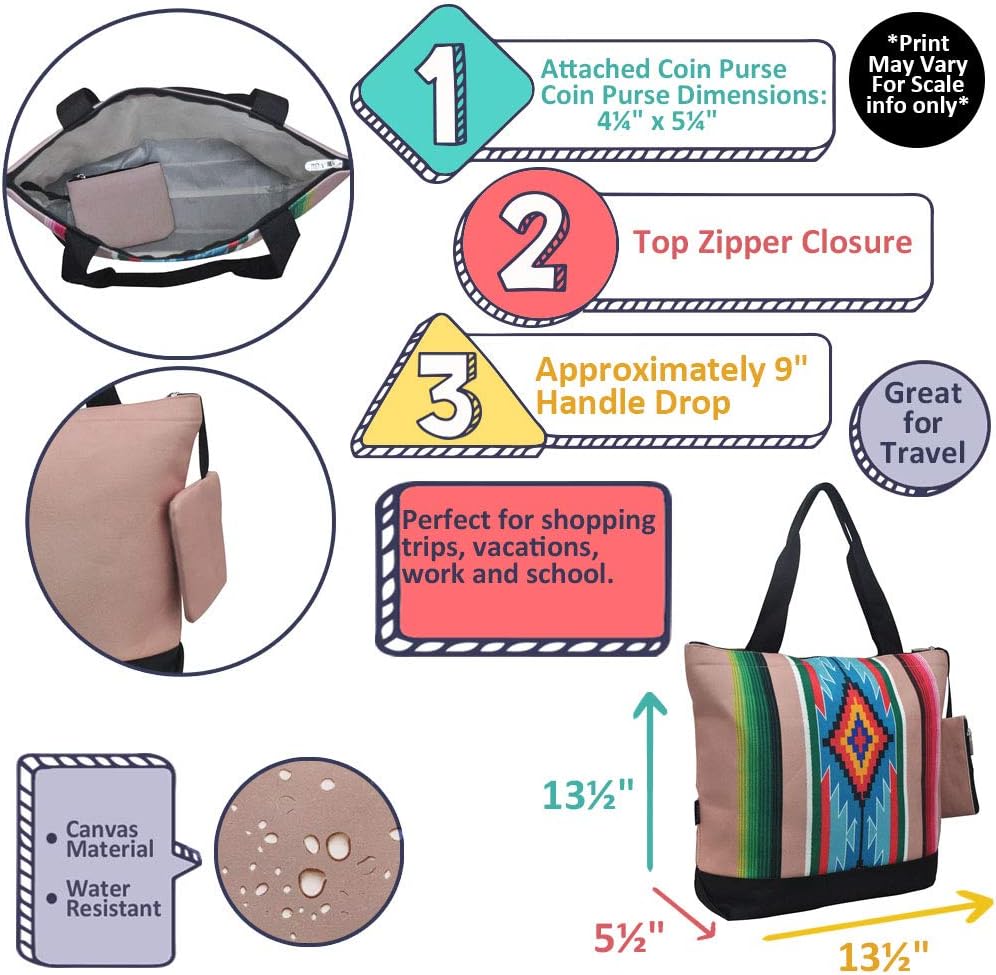 NGIL Medium Top Zipper Closure Canvas Tote Bag with Attached Matching Coin Purse For Moms and Nurses - Image 5