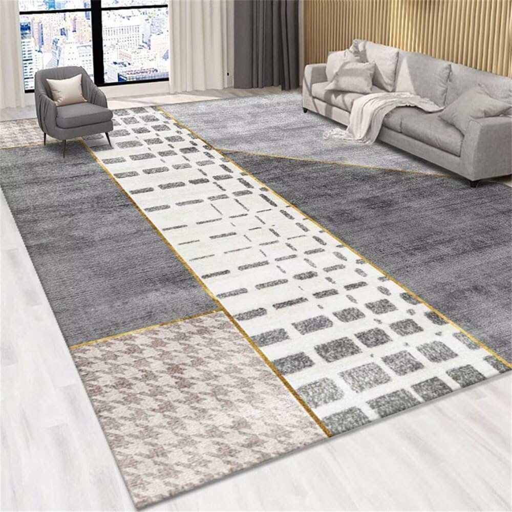 Tapis chambre bebe 90x180 résistant aux taches et lavable gris