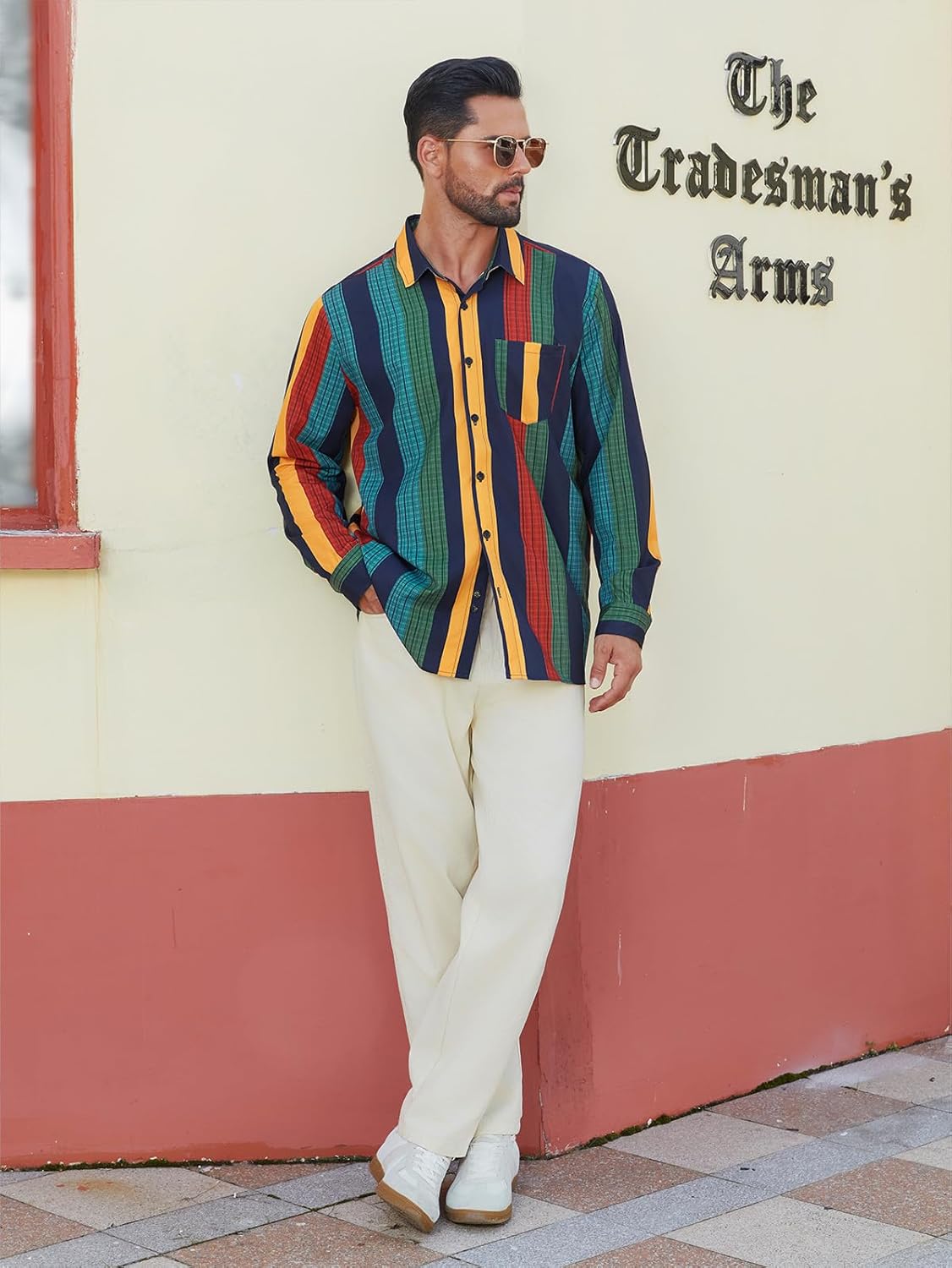 Hardaddy Men's Tropical Floral Button Down Long Sleeve Hawaiian Shirt Flower Printed Beach Shirts - Image 6